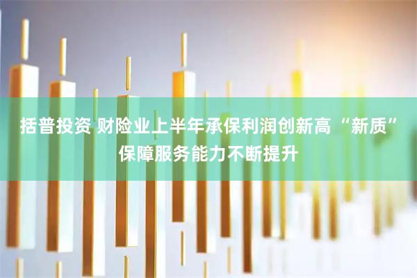 括普投资 财险业上半年承保利润创新高 “新质”保障服务能力不断提升