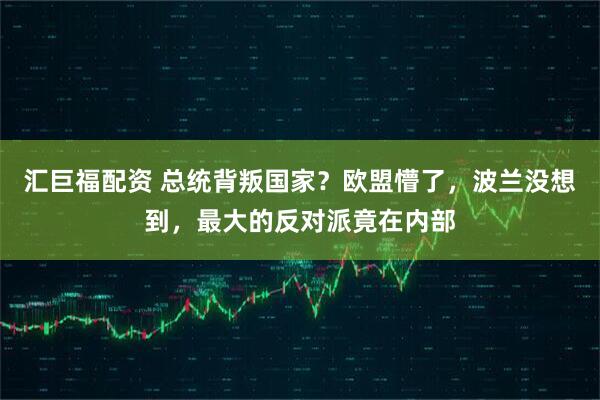 汇巨福配资 总统背叛国家？欧盟懵了，波兰没想到，最大的反对派竟在内部