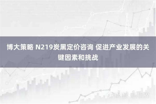博大策略 N219炭黑定价咨询 促进产业发展的关键因素和挑战